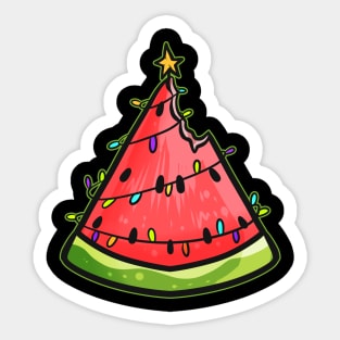 Watermelon Christmas Tree Chain Of Lights Christmas In July Sticker